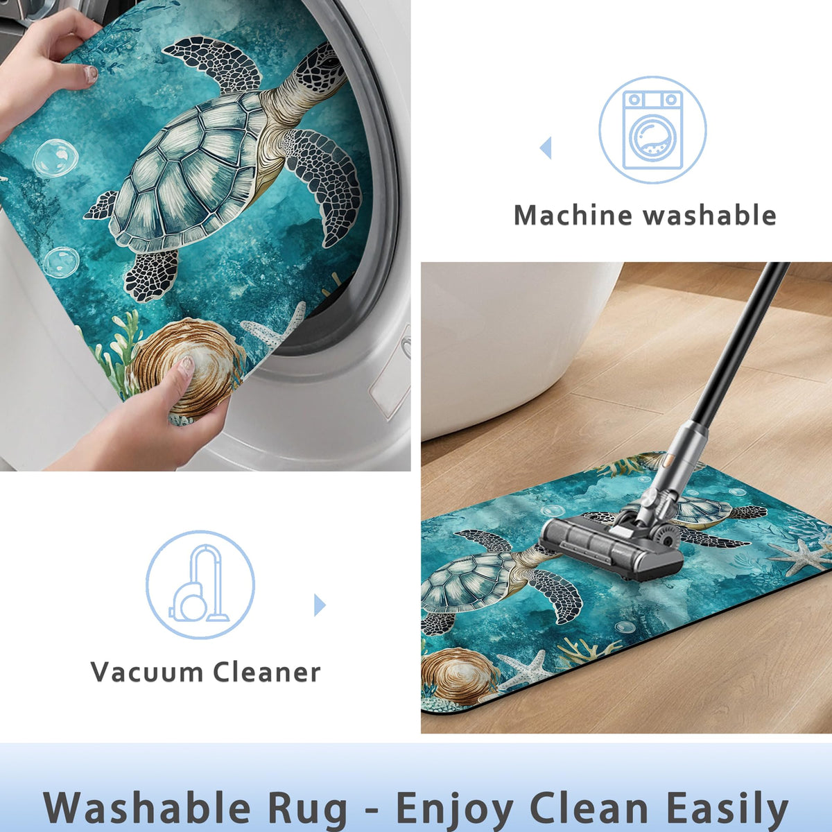 Ocean Turtle Bathroom Rug 29.5"x17" (Ocean Turtle)