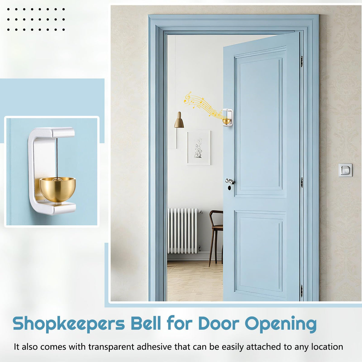 1 Pcs Magnetic Wooden Doorbell Chime (Metallic Silver)