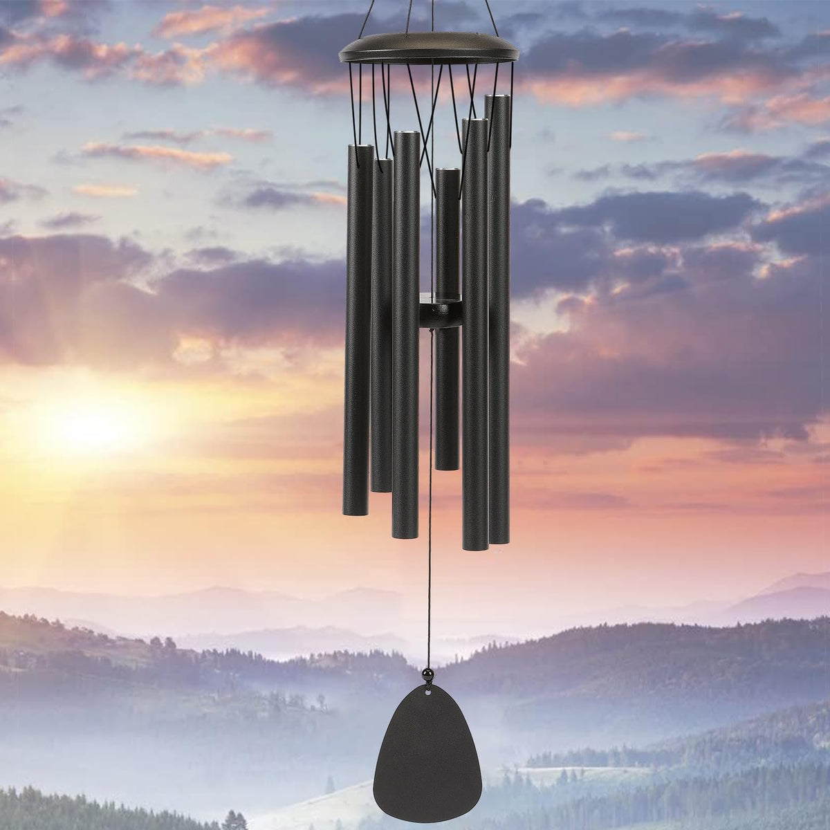 Aluminium Wind Chimes 26 Inches to Create a Zen Atmosphere Suitable for Outdoor (Black / Classic 26")