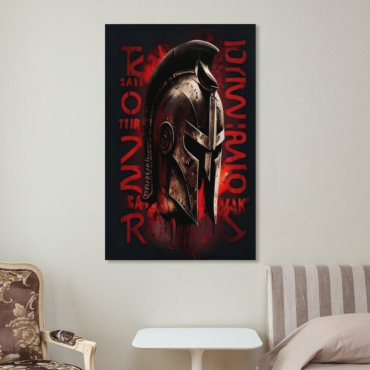 Spartan Strong Warrior Helmet Red Black Motivational Fitness Canvas Printing Wall Art Prints Wall Decor Posters Modern Gym Bedroom Living Room Office Man Cave Aesthetic 20x30inch (style-17 / 20x30inch(50x75cm) Frame)