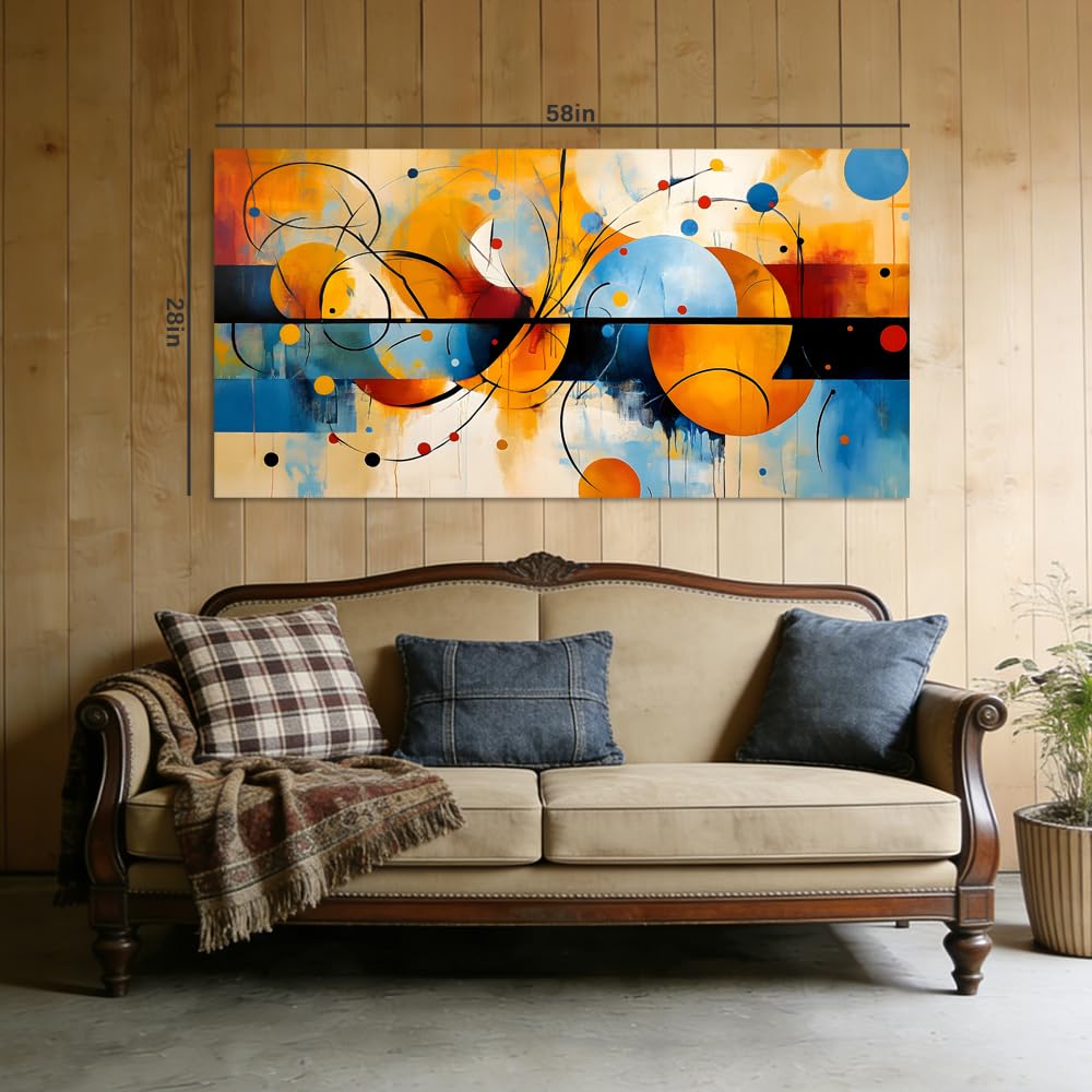 Blue Abstract Wall Art for Living Room Canvas Painting Prints Art Deco (Abstract / Black Abstract 101 / 58"L x 28"W)