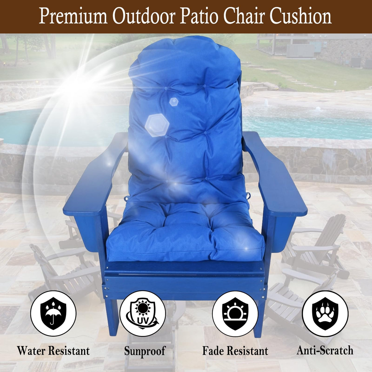 Outdoor Adirondack Chair Cushion (Pacific Blue)