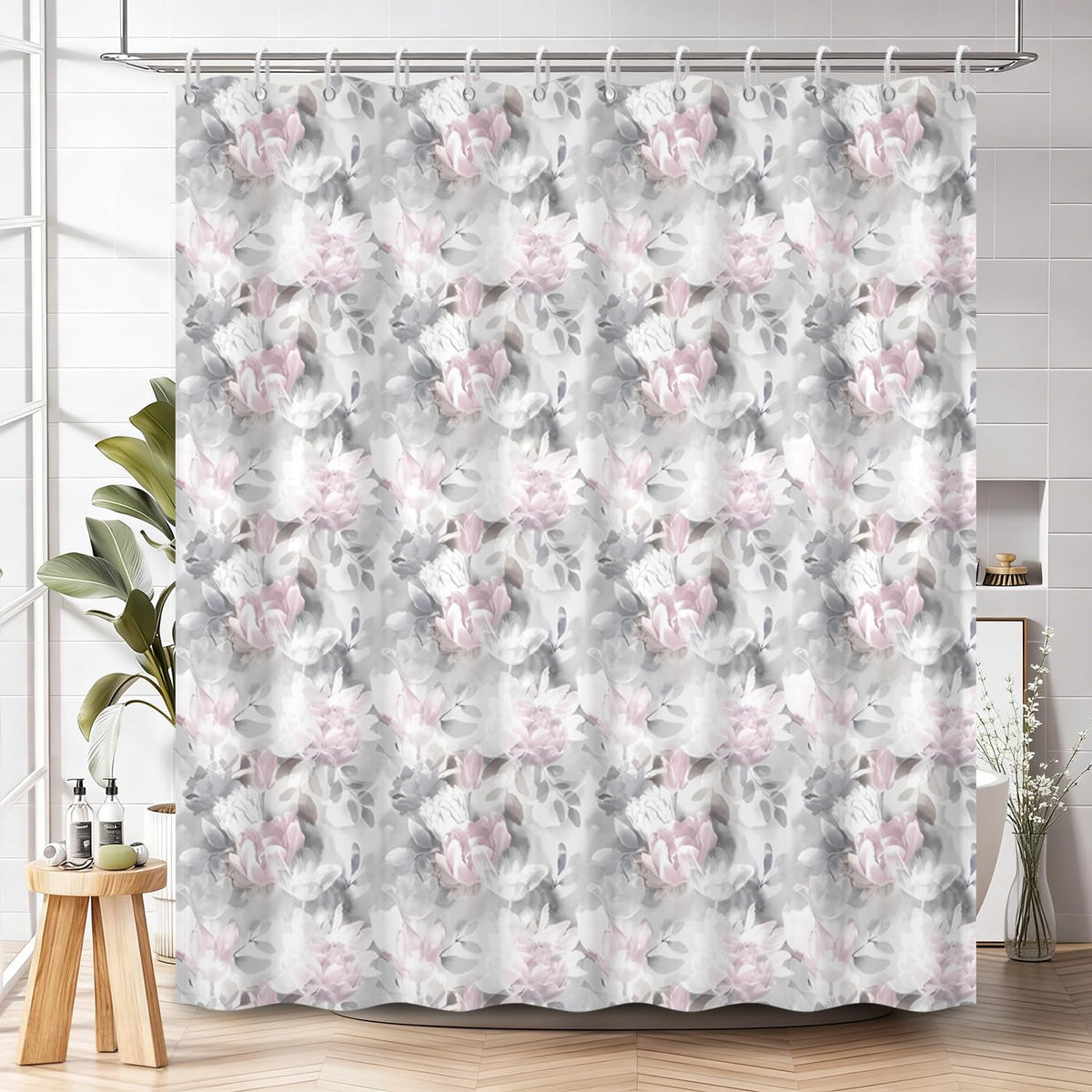 Watercolor Floral Shower Curtain 71x74 Inch (Floral-o)