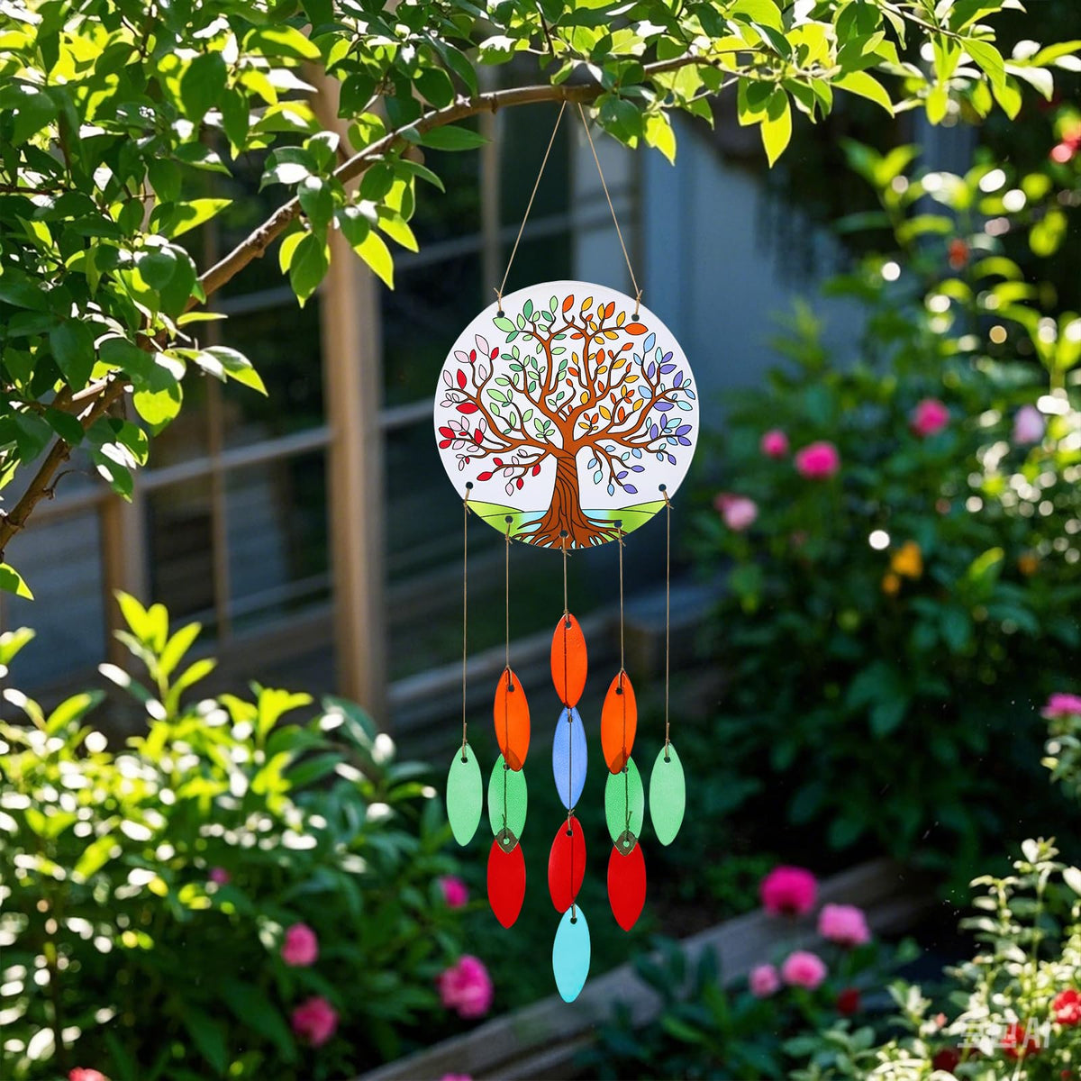 Tree of Life Glass Wind Chimes for Outside
