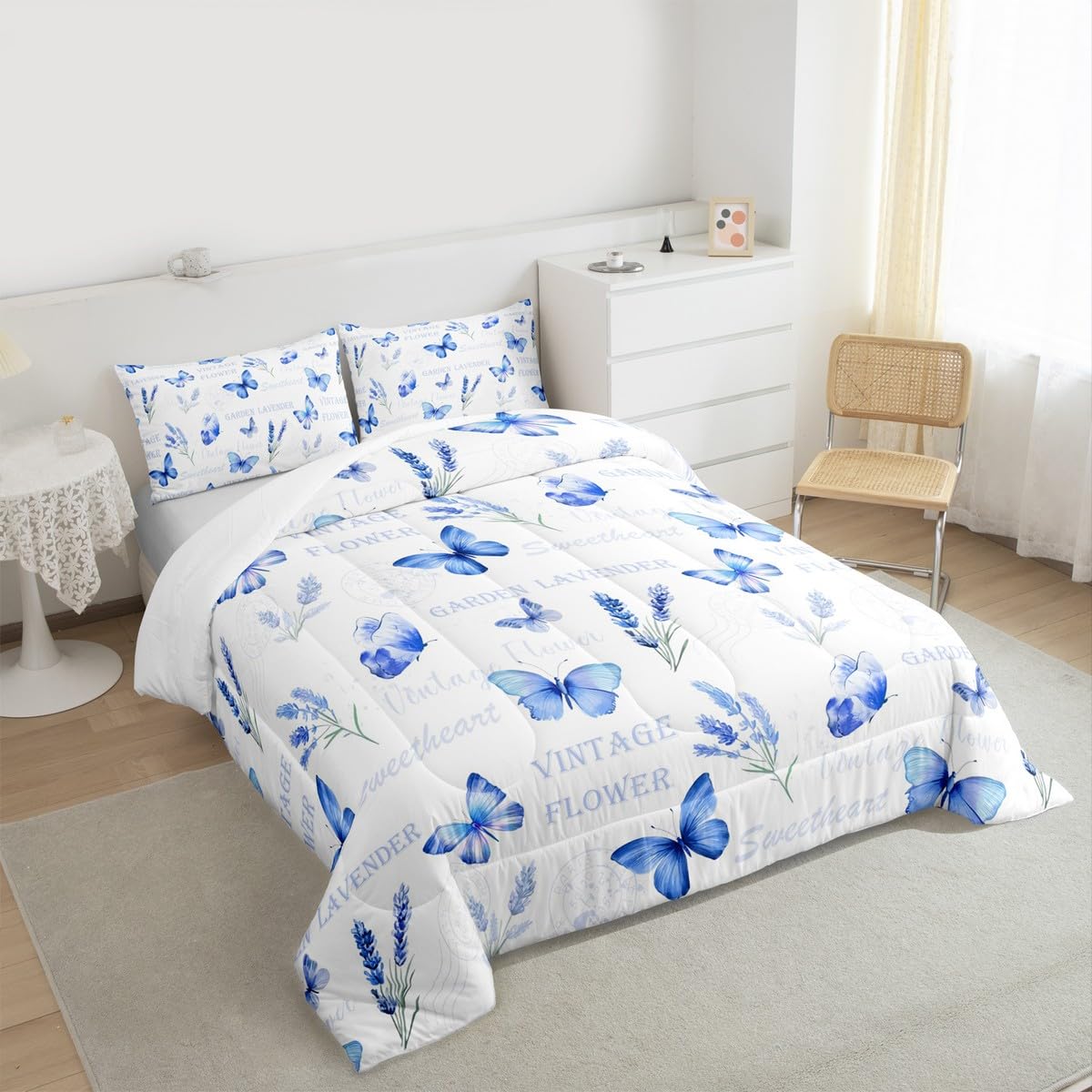 Girls Butterfly Comforter Set Toddler 3 Pcs for Kids Boys Girls (Multi 817 / Toddler)