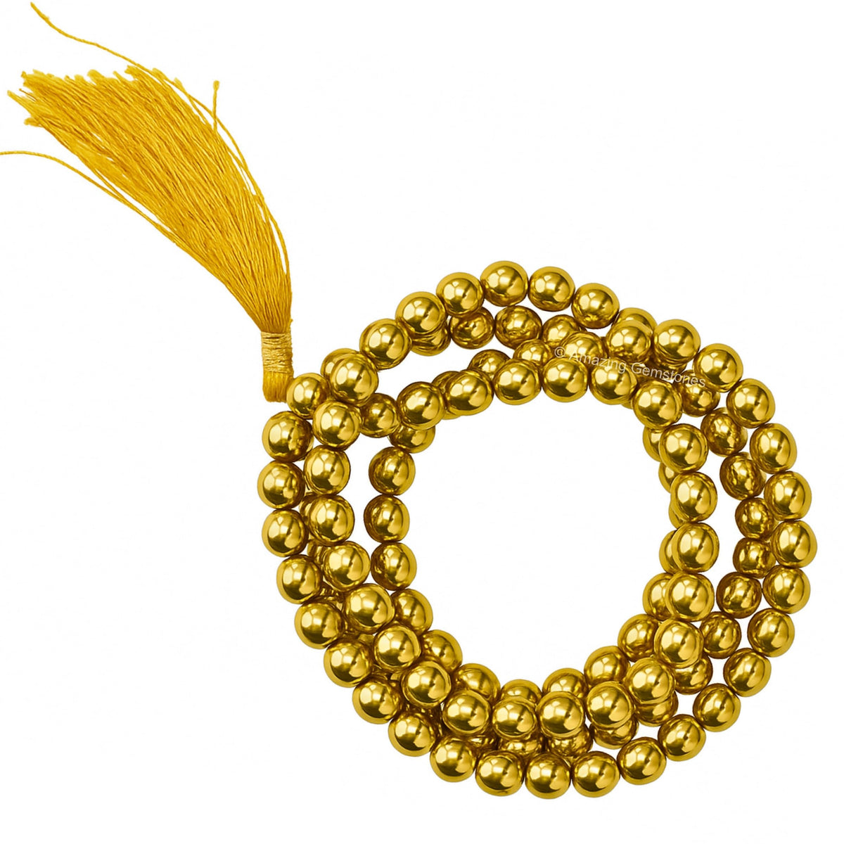 Golden Hematite Mala Beads (Golden Hematite / Plain)