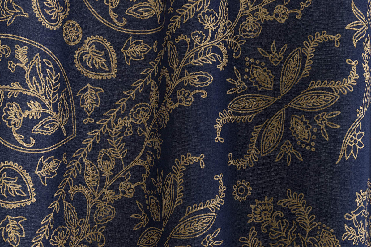 Indian Hippie Mandala Bohemian Beautiful Blue Gold Window Drapery Curtain Bedroom Living Room Balcony Valance Panels (38"W x 83"L (Pack of 2) / Blue Gold)