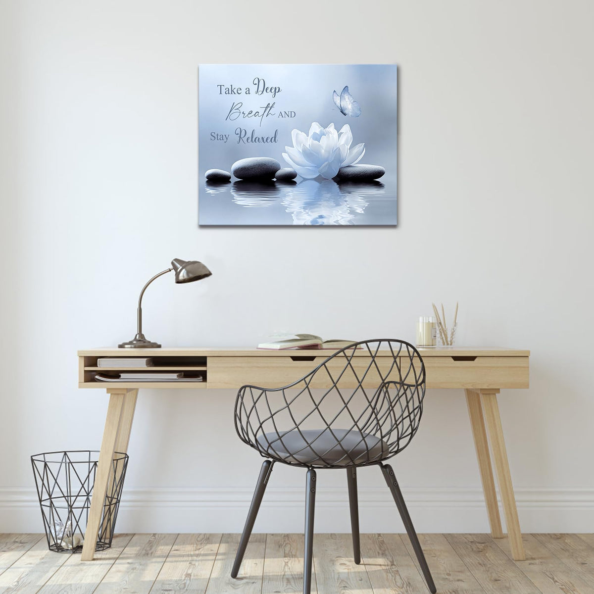 Zen Wall Art for Bathroom (16"L x 20"W / Blue)