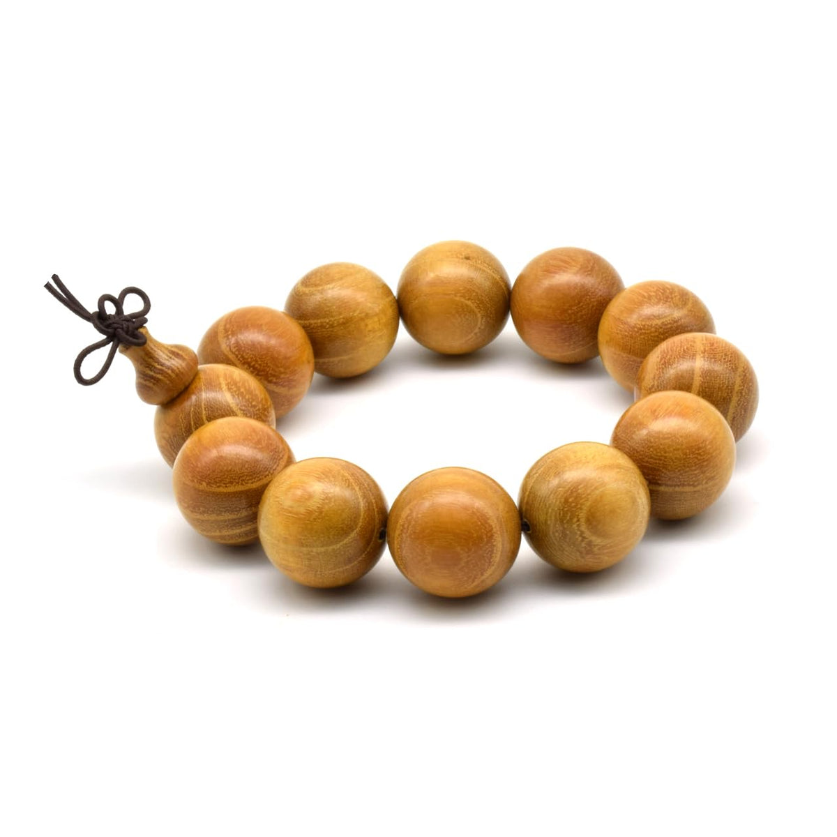 Unisex Natural Golden Sandalwood Mexican Bocote Wood Mala Prayer Bracelet Link Wrist Necklace Chain Beads (20mm 12 beads)