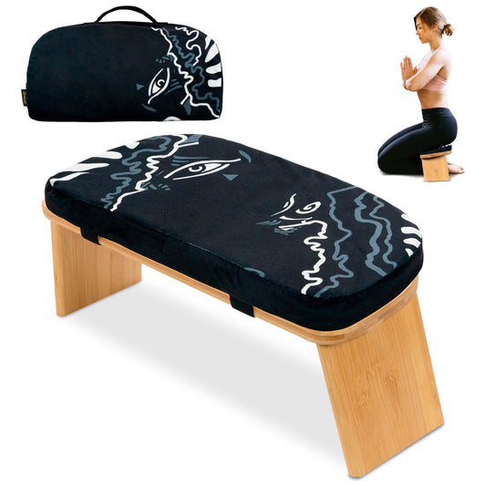 Bamboo Meditation Bench with Cushion (Black)