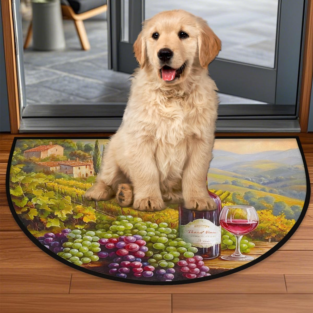 Wine Grapes Half Round Rug Half Moon Door Mat Half Circle Rugs (Z:color 6)