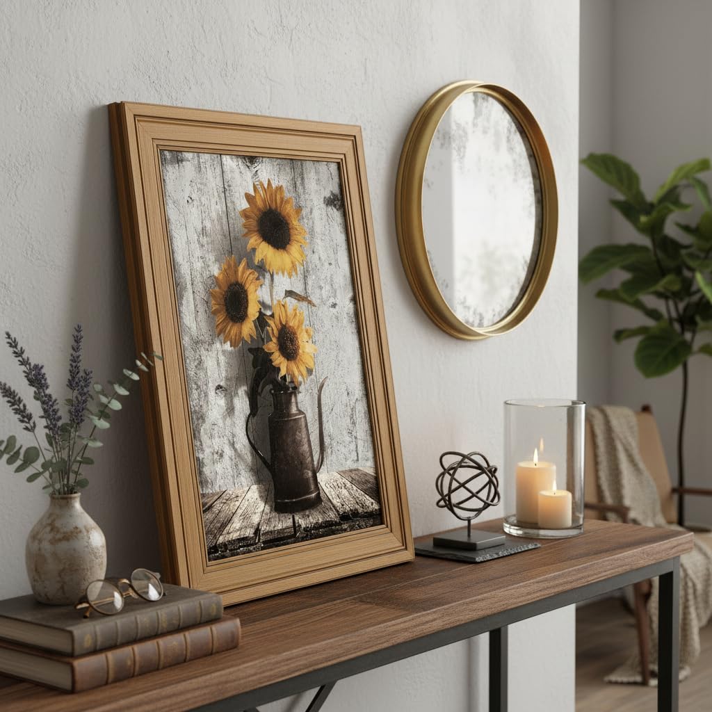 Vintage Gold Framed Canvas Wall Art (Sunflower / 16"L x 12"W)