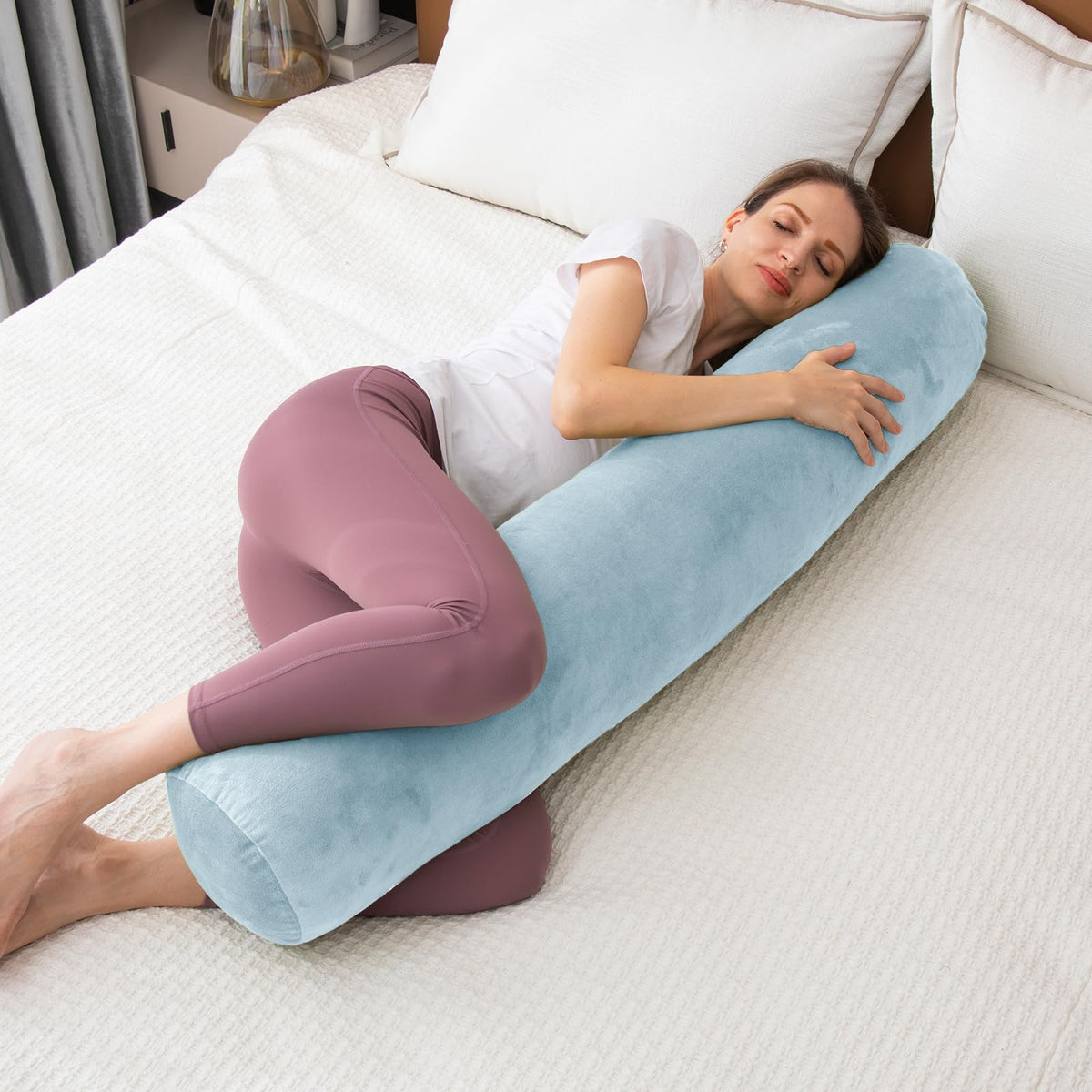 Bolster Pillow for Bed (Light Blue / 47 inch)