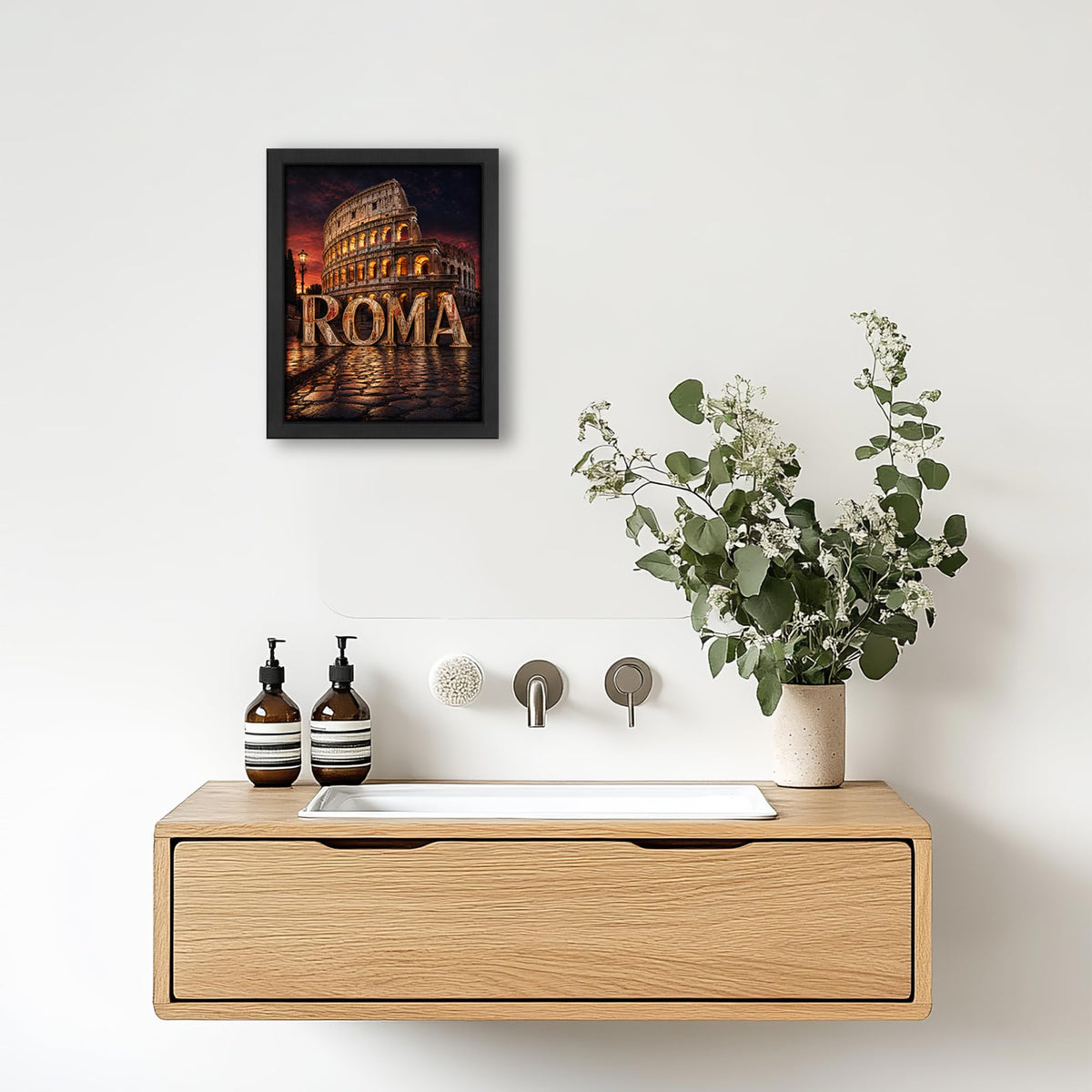 Rome Colosseum Decor Wall Art (Wall Art Framed 64 / 24"L x 16"W)