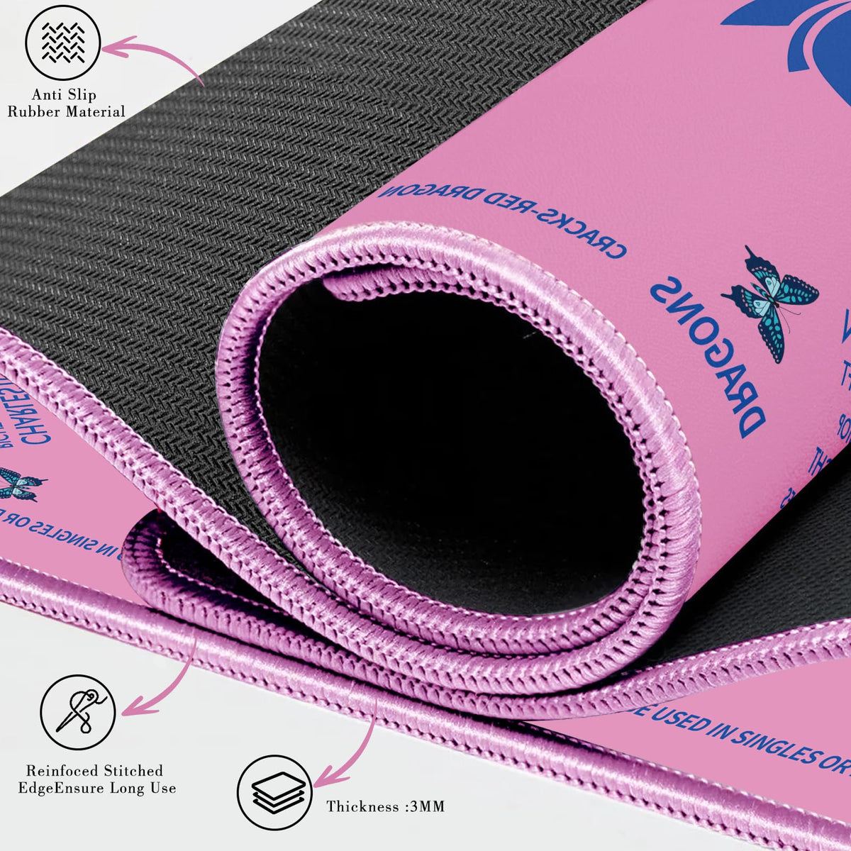 Mahjong Mat with Lotus & Butterfly Artwork (Pink-hehua)