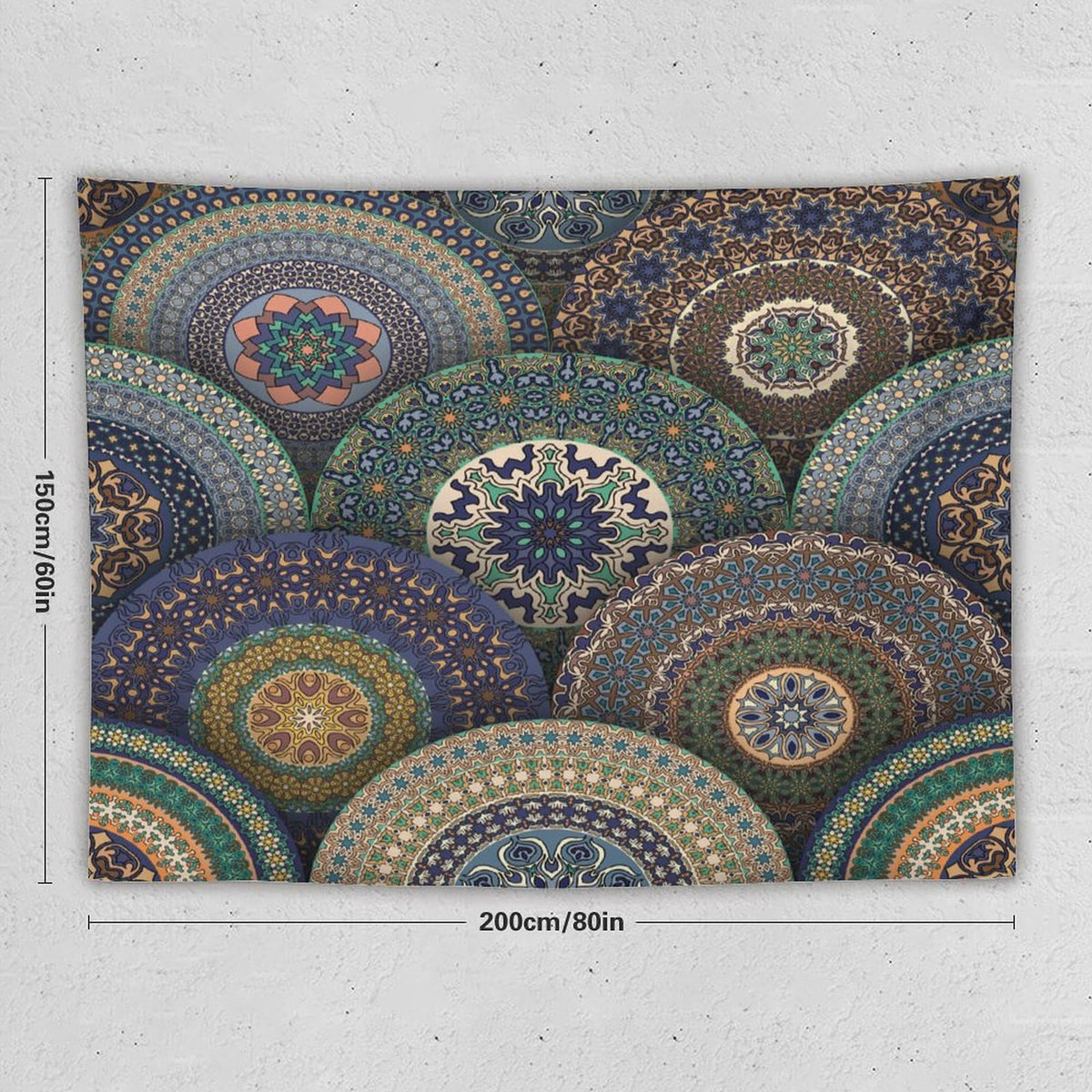 Indian Bohemian Tapestry Wall Hanging Mandala Design Colorful Boho Floral Pattern Paisley Tapestries Home Decor for Living Room Bedroom Apartment Farmhouse Dorm 60"x80" (60"L x 80"W / Mandala-23)