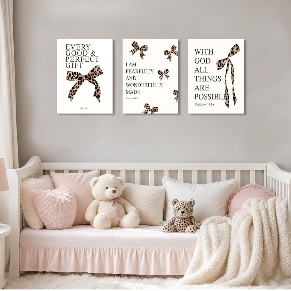 Leopard Bow Wall Art (Leopard print bow / 16L"x12W")
