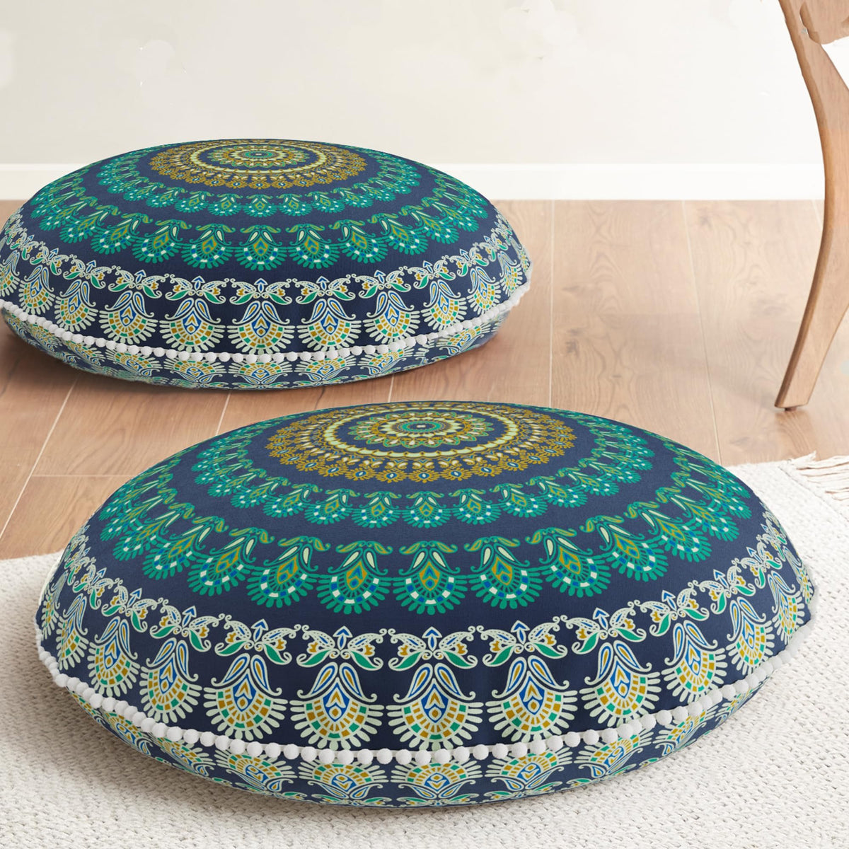 Floor Pillows 2 Pack (2 Count (Pack of 1) / Round | Green)