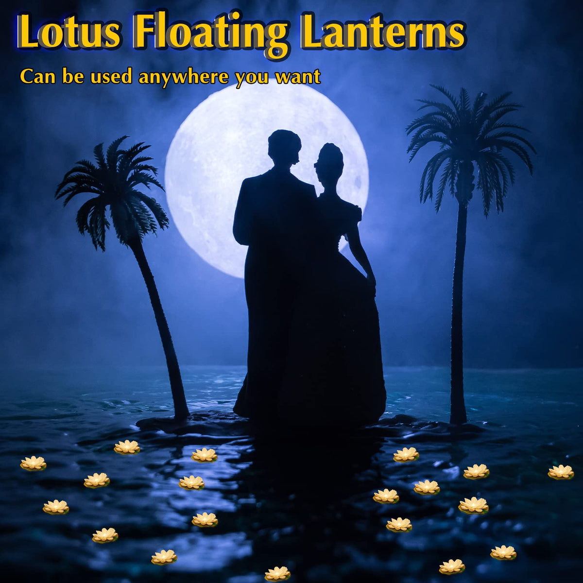 24 Pcs Diwali Floating Lotus Lights (White / 3.94 Inch)