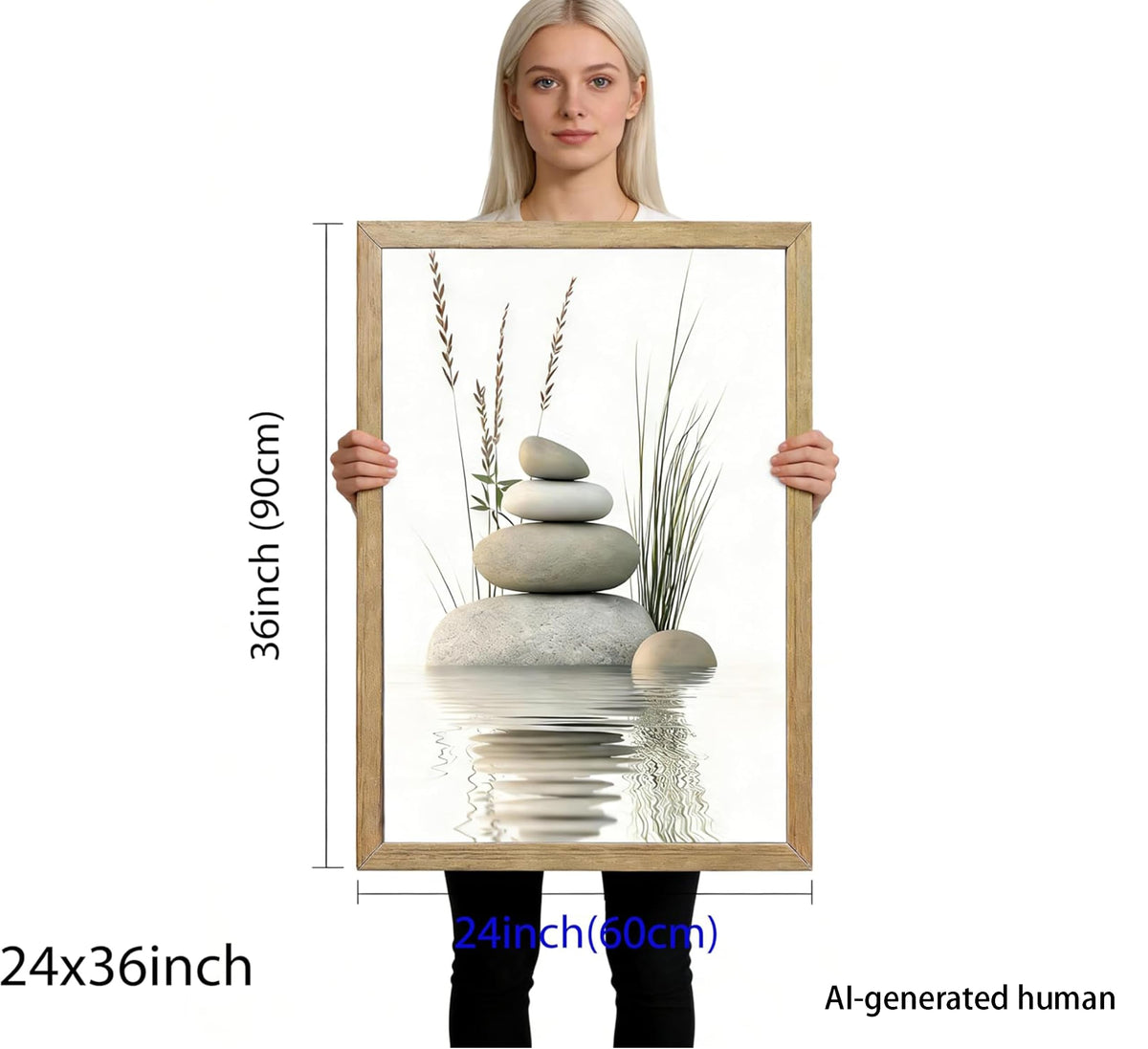 Framed Zen Stone Canvas Wall Art (Framed Zen / 36"L x 24"W)