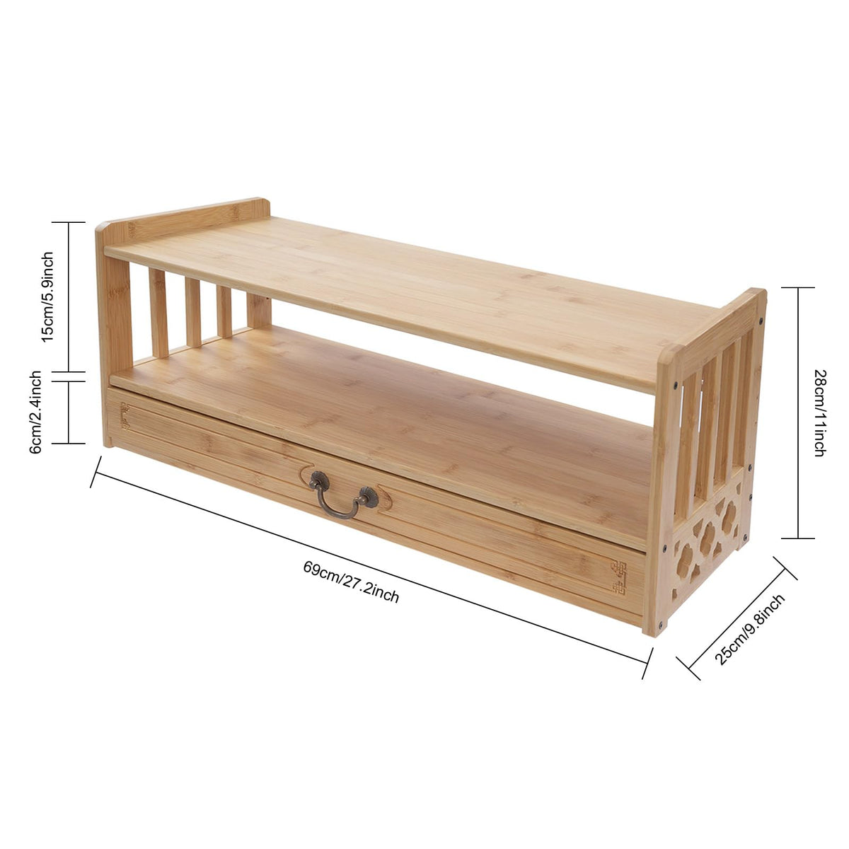 Altar Table Meditation Table with 1 Drawer Coffee Table for Sitting Multi (Wood Color / 69*25*28cm/27.2*9.8*11in)