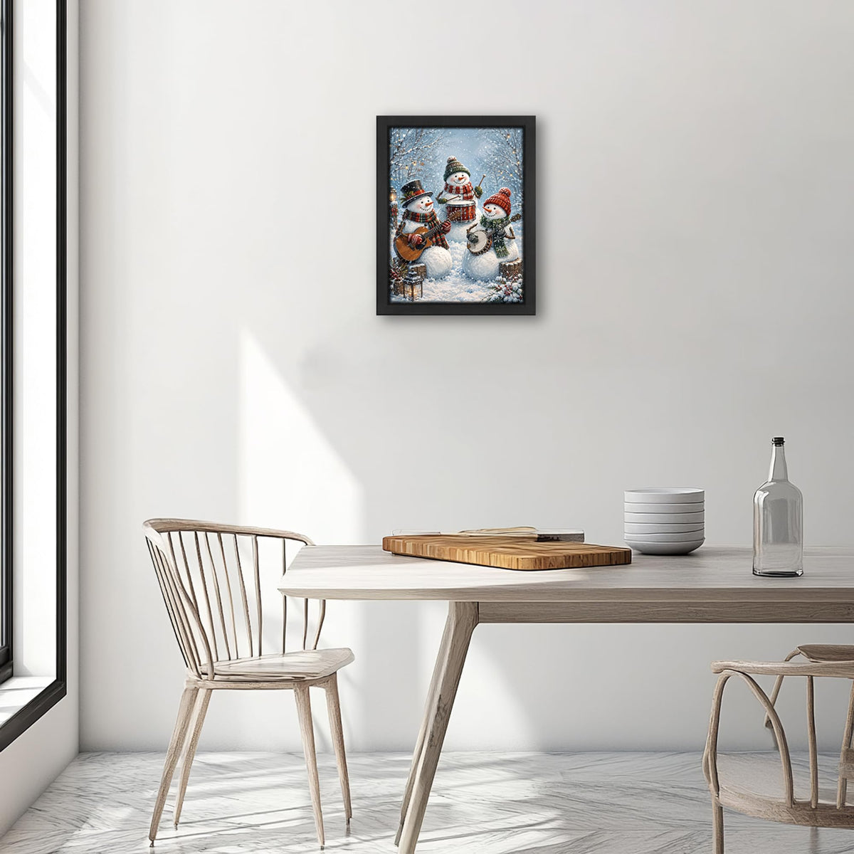 Winter Snowman Decor Wall Art (Wall Art Framed 12 / 24"L x 16"W)