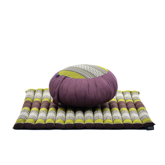 Meditation Cushion Zafu & Zabuton Set 28 x 28 inches Kapok Zazen (Sf20 - Brown, Green)