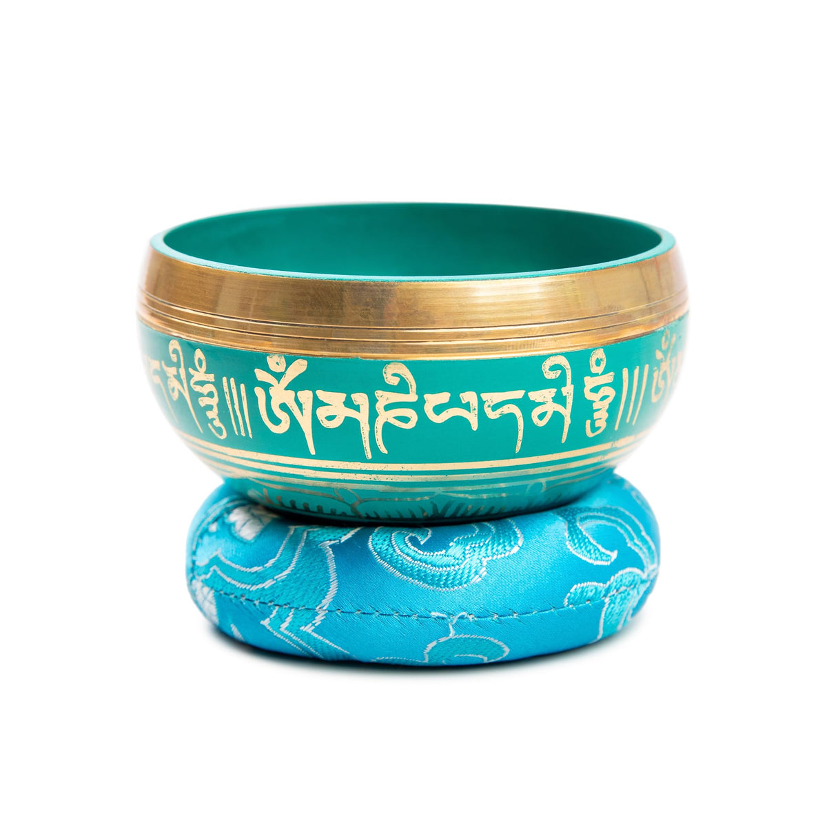 Tibetan Singing Bowl Set Brass (Turquoise)