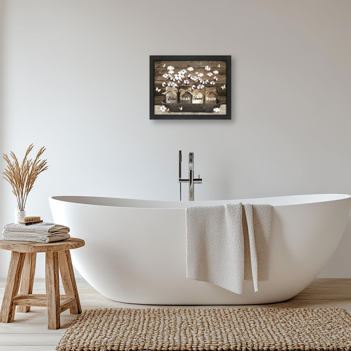 Farmhouse Bathroom Decor Wall Art (Framed Bathroom Art 930 / 16"L x 12"W)
