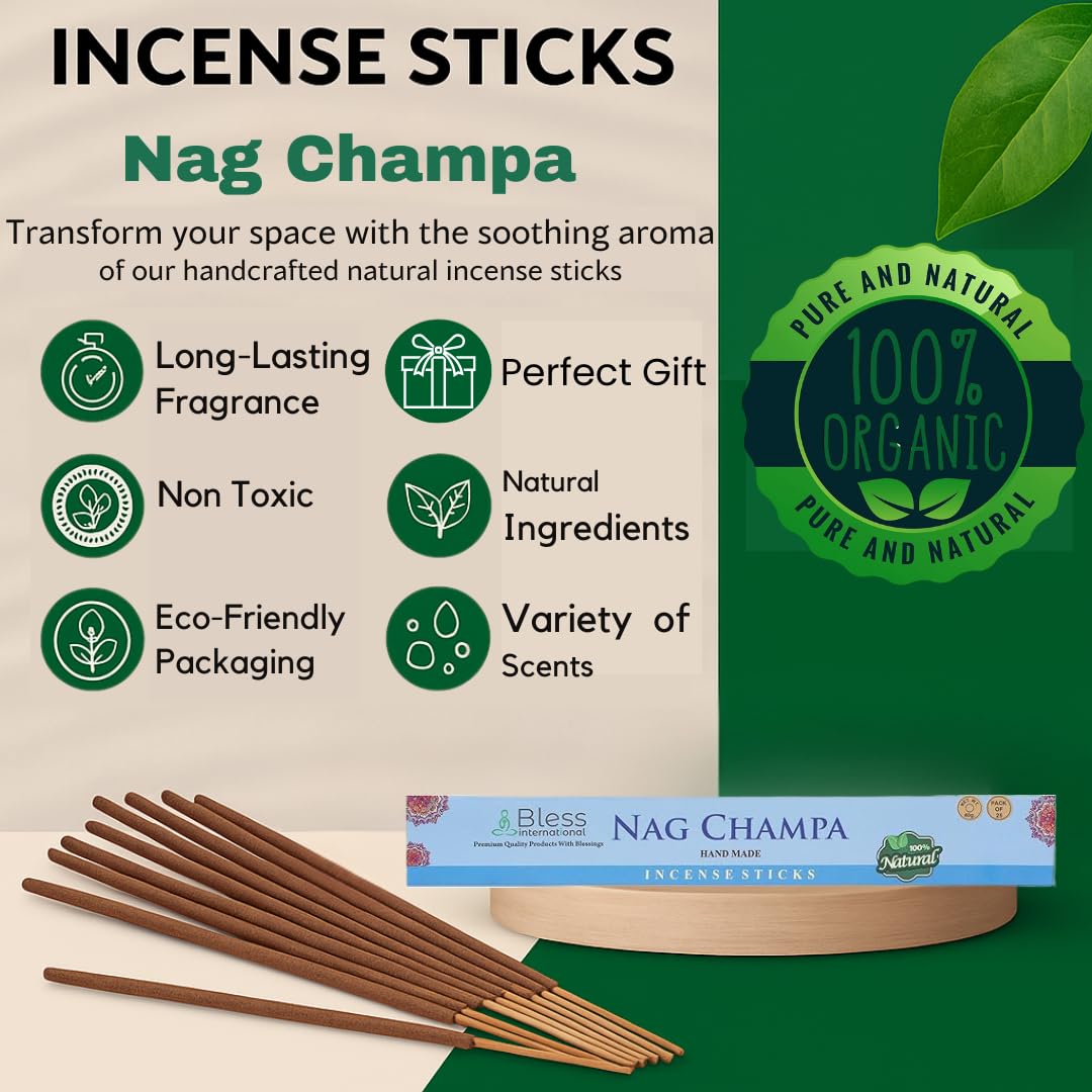 Bless Organic (Nag Champa / 25 Sticks (1.4 OZ/40 GM))
