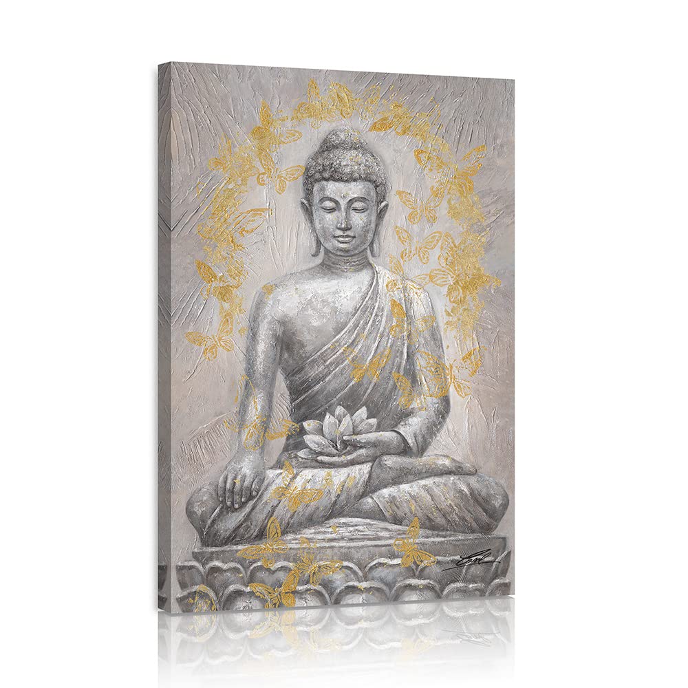Buddha Canvas Wall Art Gold (24"L x 16"W / Brown Mandala Buddha)