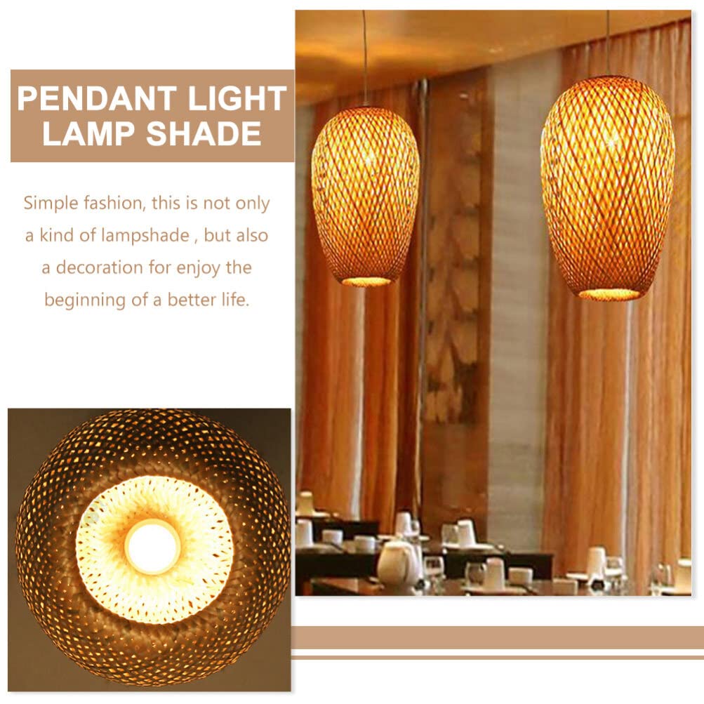 Woven Bamboo Lampshade 8.26X7.08 Inch Replacement Lamp Cover for Zen Style Tea Room Restaurant Hotel Pendant Light Decor (21X21X21CM)