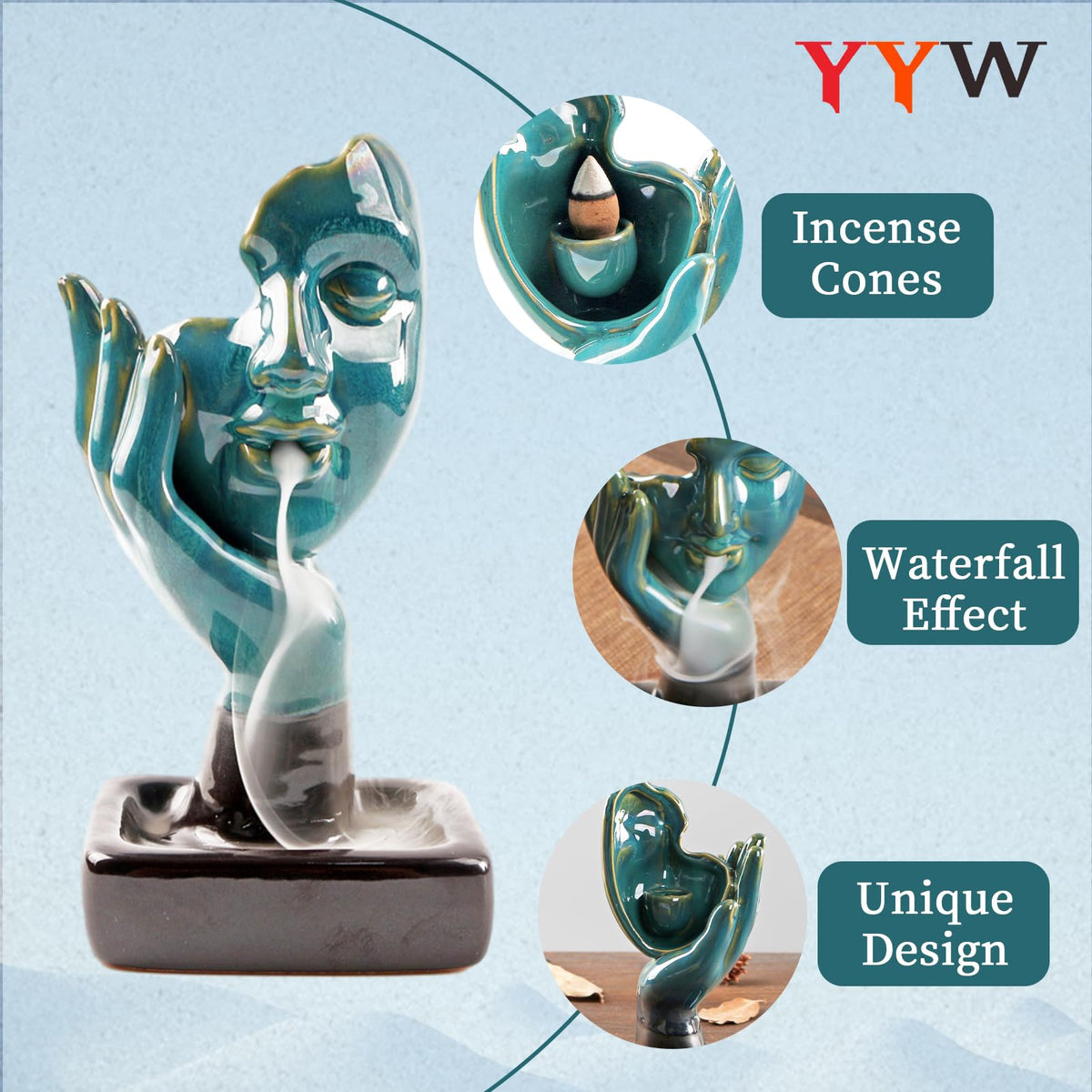 Ceramic Incense Holder (Mask Statue)