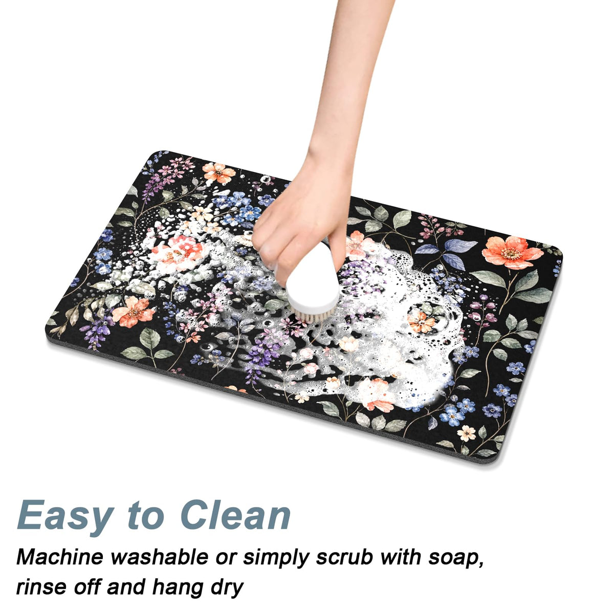 Coffee Mat 12" x 19" Coffee Bar Mats for Espresso Machine Station Accessories and Organizer (Watercolor Wildflower / 12" x 19")