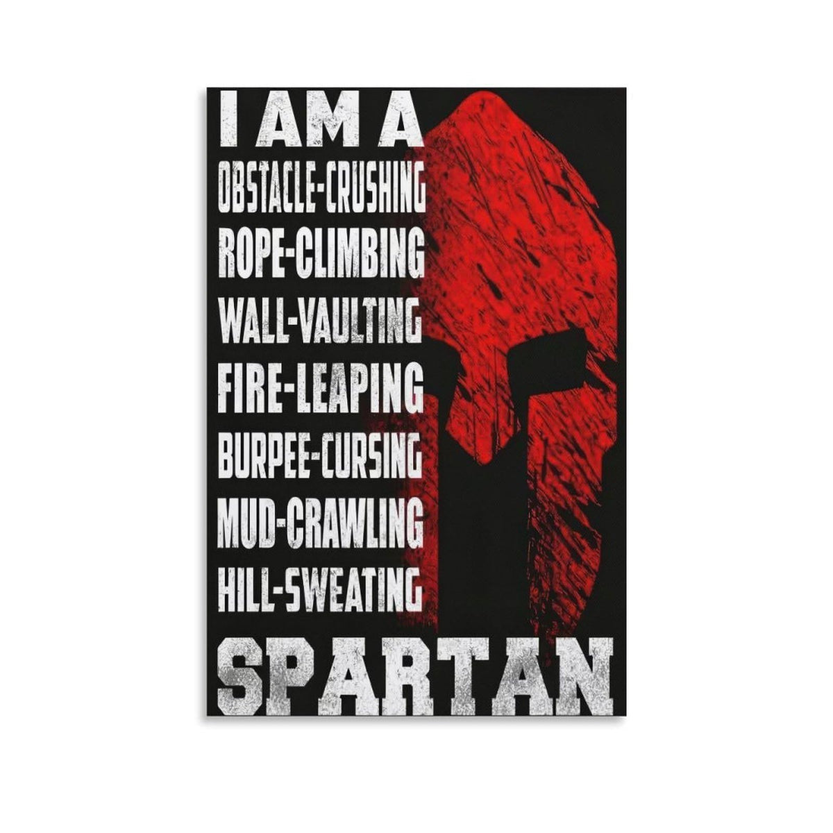 I Am A Spartan Obstacle Race Motivation Canvas Printing Wall Art Prints Wall Decor Posters Red Black Warrior Helmet Gym Fitness Training Bedroom Office Garage Decor 20x30inch (style-35 / 20x30inch(50x75cm) Unframe)
