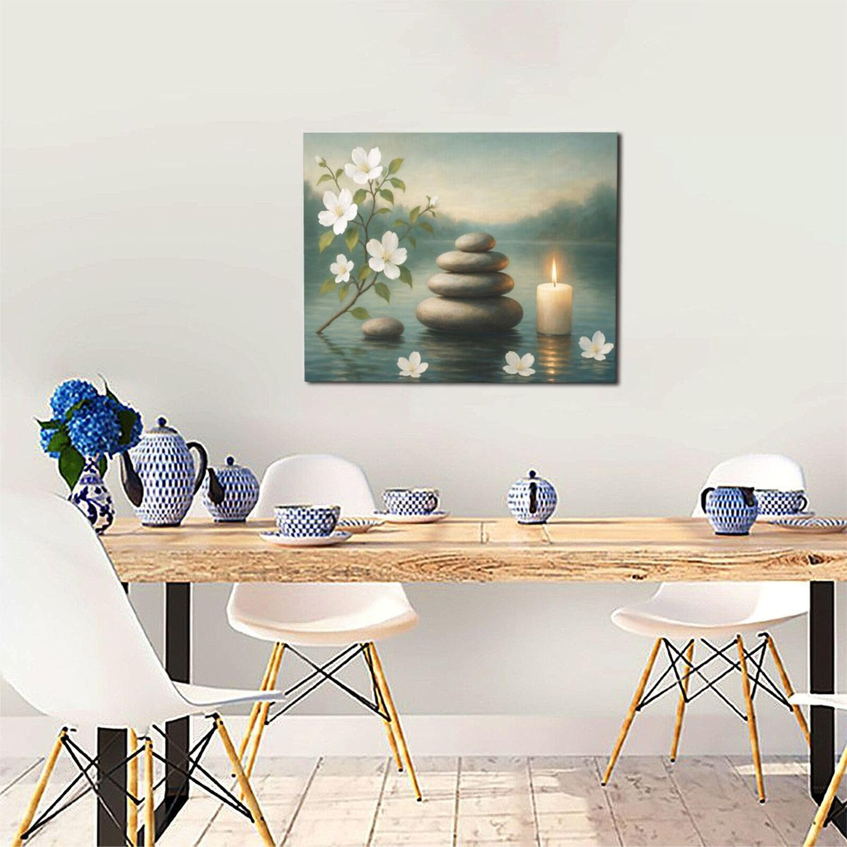 Zen Wall Art Zen Bathroom Wall Decor Spa Room Meditation Peaceful Pictures Decoration Spiritual Stone Canvas Painting Artwork Framed for Bathroom Living Room Bedroom Office 16"x20" (Zen / 20L"×16W")
