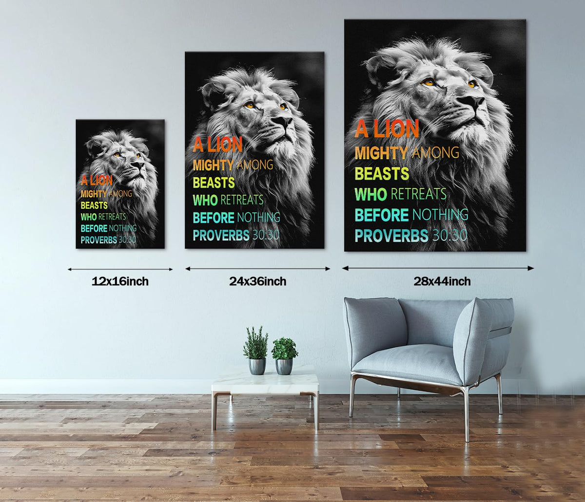 Christian Lion Canvas Wall Art Black and White Nature Animal with Positive Affirmation Quotes Picture for Apartment Church Framed Wall Decor Ready to Hang (Style_14 / 36"L x 24"W)
