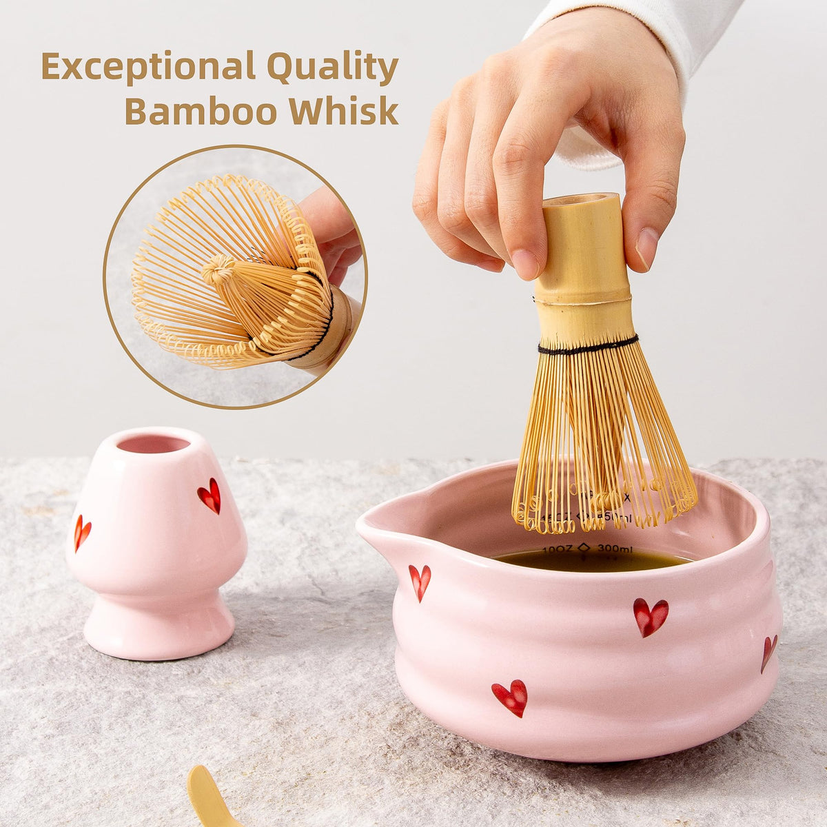 5pcs Matcha Set with Bamboo Whisk (Pink Love)