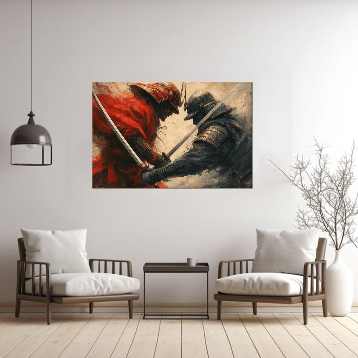 18x24 Inch Oil Paint Canvas Framed Wall Art (18"L x 24"W / Samurai26)
