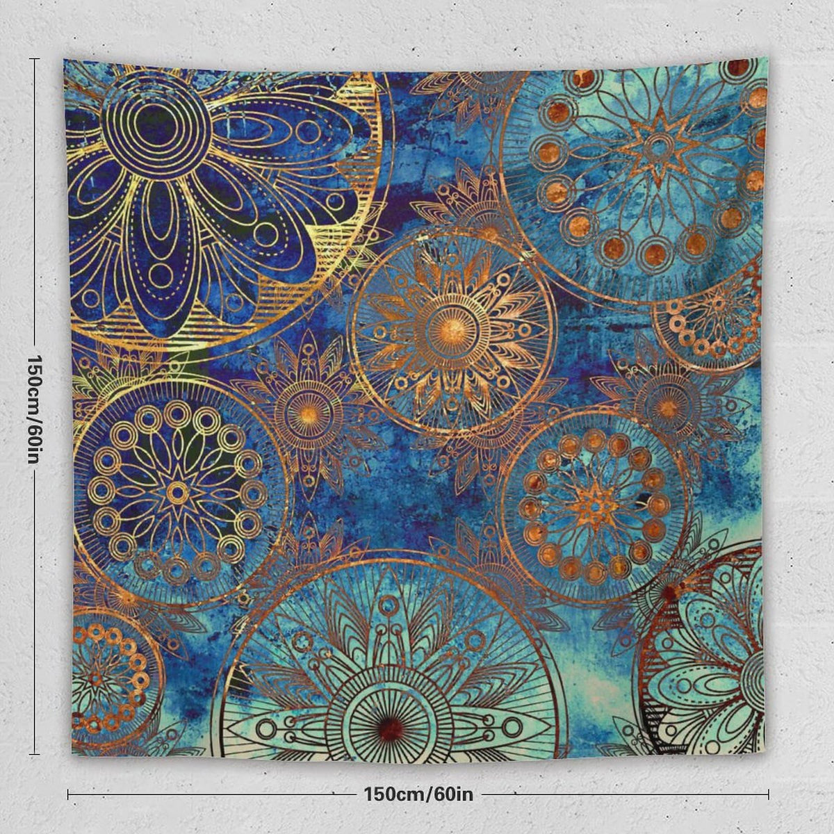 Boho Floral Tapestry Wall Hanging Retro Mandala Flower Vintage Mystical Dream Style Theme Tapestries Home Decor for Living Room Bedroom Apartment Farmhouse Dorm 60"x60" (60"L x 60"W / Mandala-30)