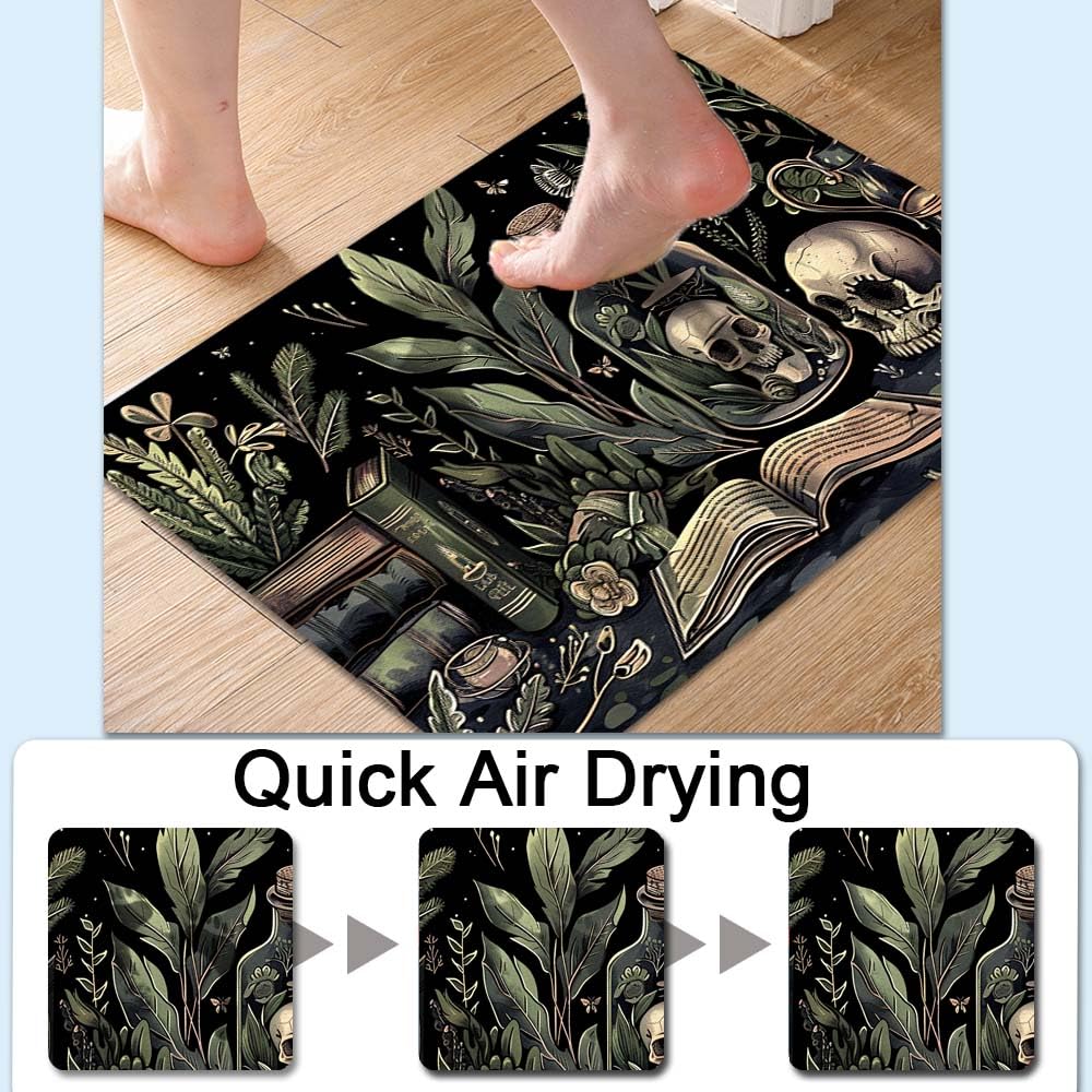 Bath Mat Bathroom Rug (Books and Skulls- / 16 x 24 inches)