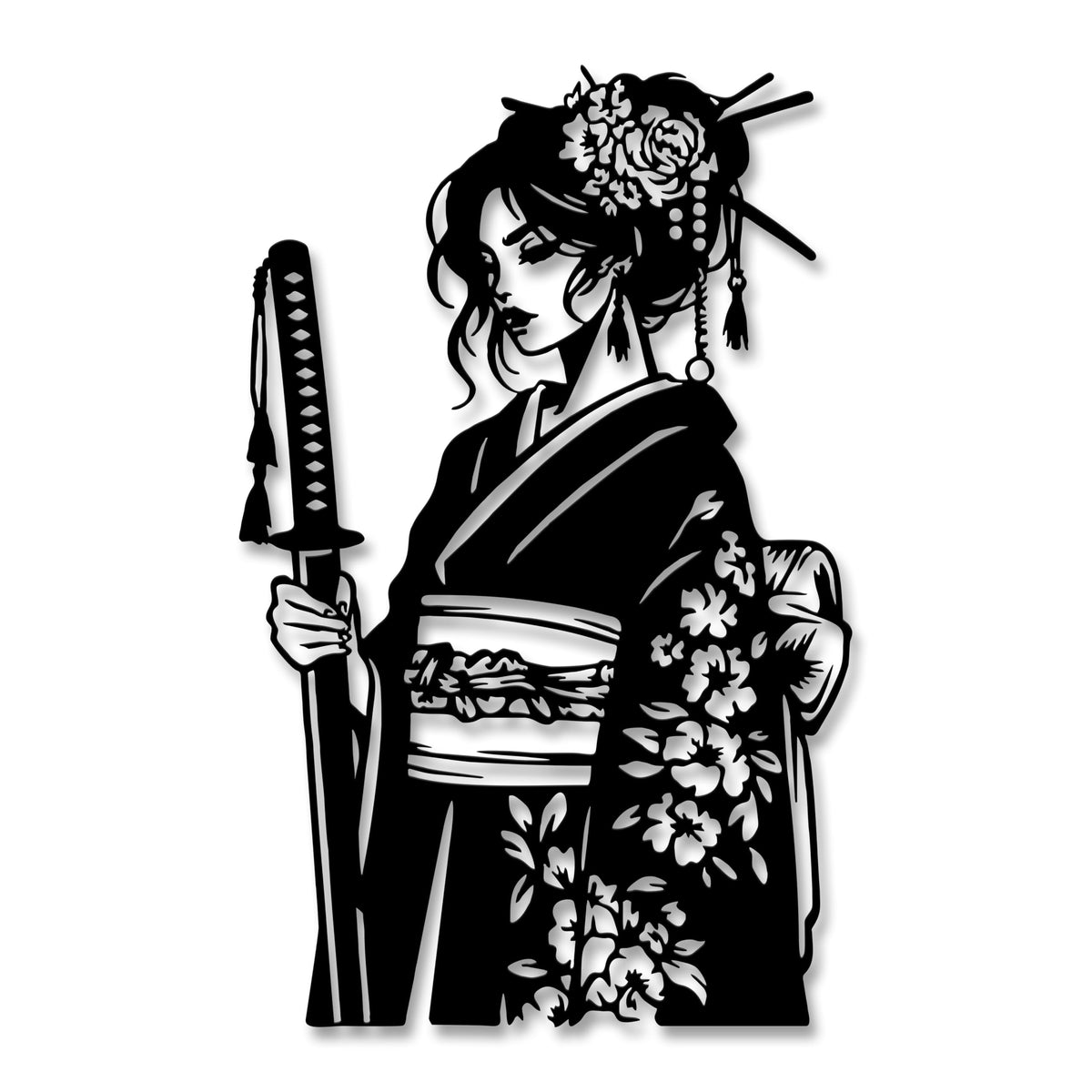 Serene Samurai Metal Wall Art (Serene Samurai Protector)