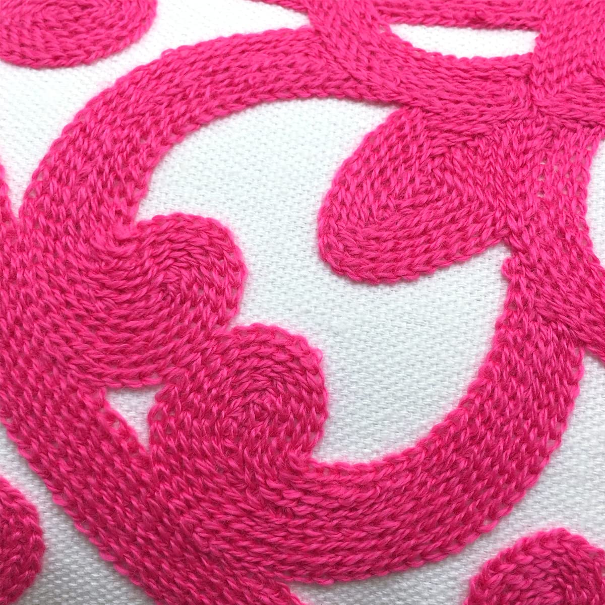 Boho Embroidered Lumbar Throw Pillow Cover 12"x 20" (Vivid Hot Pink / 20" x 12" (Pack of 1))