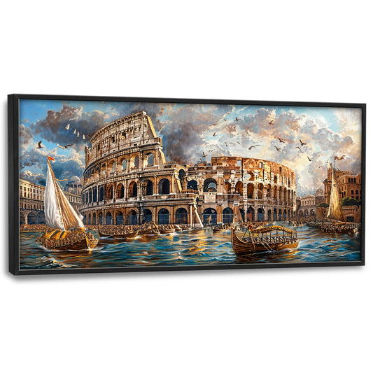 Large Framed Italy Colosseum Wall Art (Colosseum / 60"L x 30"W)