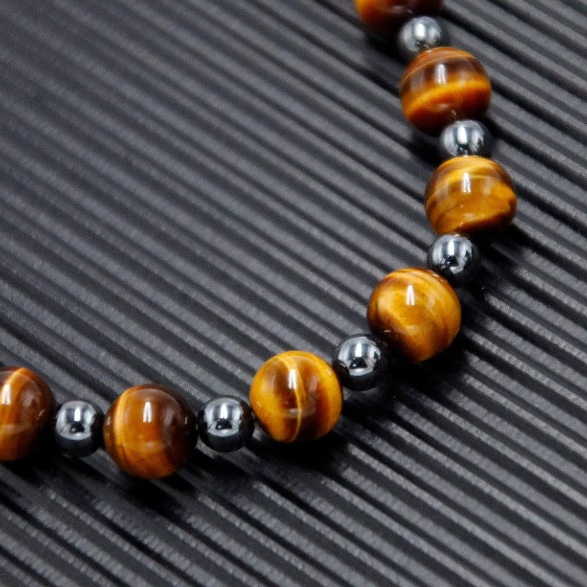 Healing Crystal Black Obsidian Tiger Eye and Hematite Beads Necklace Triple Protection Necklace for Men Women (Brown)