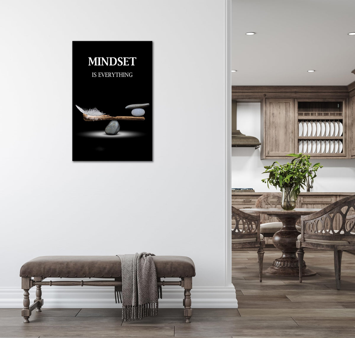 Mindset Motivation Office Wall Art Zen Stone Canvas Print Pictures Wall Decor Framed Positive Quotes Posters for Living Room Bedroom Decoration (28"L x 44"W / Mindset-01)