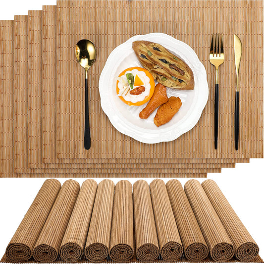 24 Set Washable Bamboo Placemats 15.8x12in Sushi Rolling Mat (Bamboo Color)