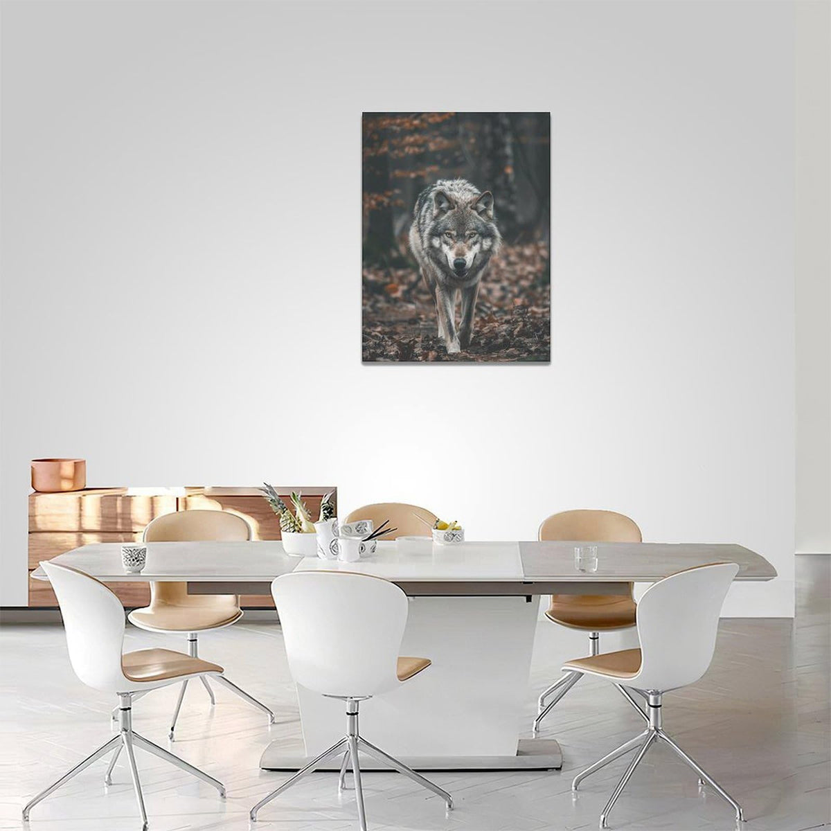 Wolf Wall Art Wildlife Forest Pictures Wall Decor Wolf Canvas Painting Print Home Modern Artwork Decorations Framed for Bathroom Living Room Bedroom Office 12 x 16 inch (16"L x 12"W / Wolf)