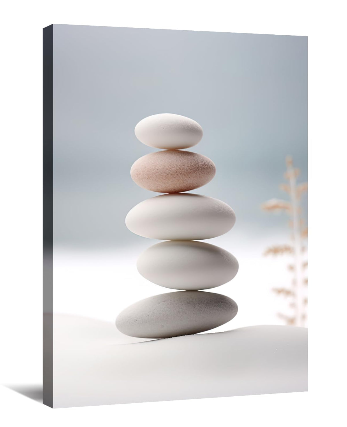 Zen Wall Art Canvas Print Bathroom Decor Spa Stone Picture Meditation Painting Artwork for Yoga Spiritual Room Living Room Office Modern Home Decor Frame (24"L x 16"W / Art-2)