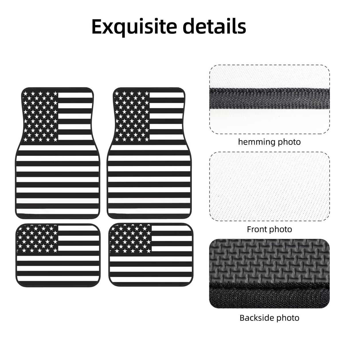 Car Floor Mats Black American Flag Foot Carpet Floor Carpets for Women Men Car Accessories Patriot Star Stripe Universal for Car SUV Van (Flags Black)